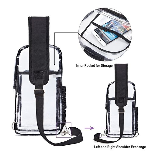 Edraco Clear Sling Bag for Concert & Stadium Approved, Shoulder Backpack for Men & Women - Holds Phone, Wallet, Keys, Power Bank