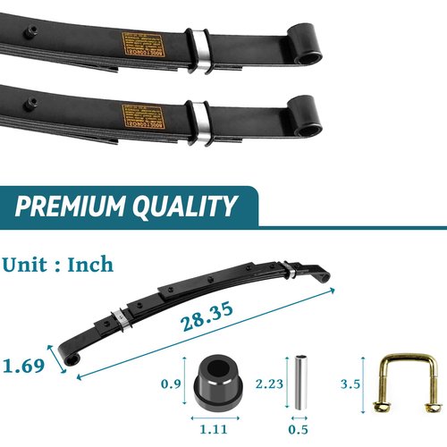 iLSKW Heavy Duty Golf Cart Rear 4-Leaf Spring Kit for EZGO TXT/Medalist Electric 1994-2013 & Gas 1996-2008 Golf Carts, with Bushings Sleeves and U Bolts, Replace OEM# 74207-G01