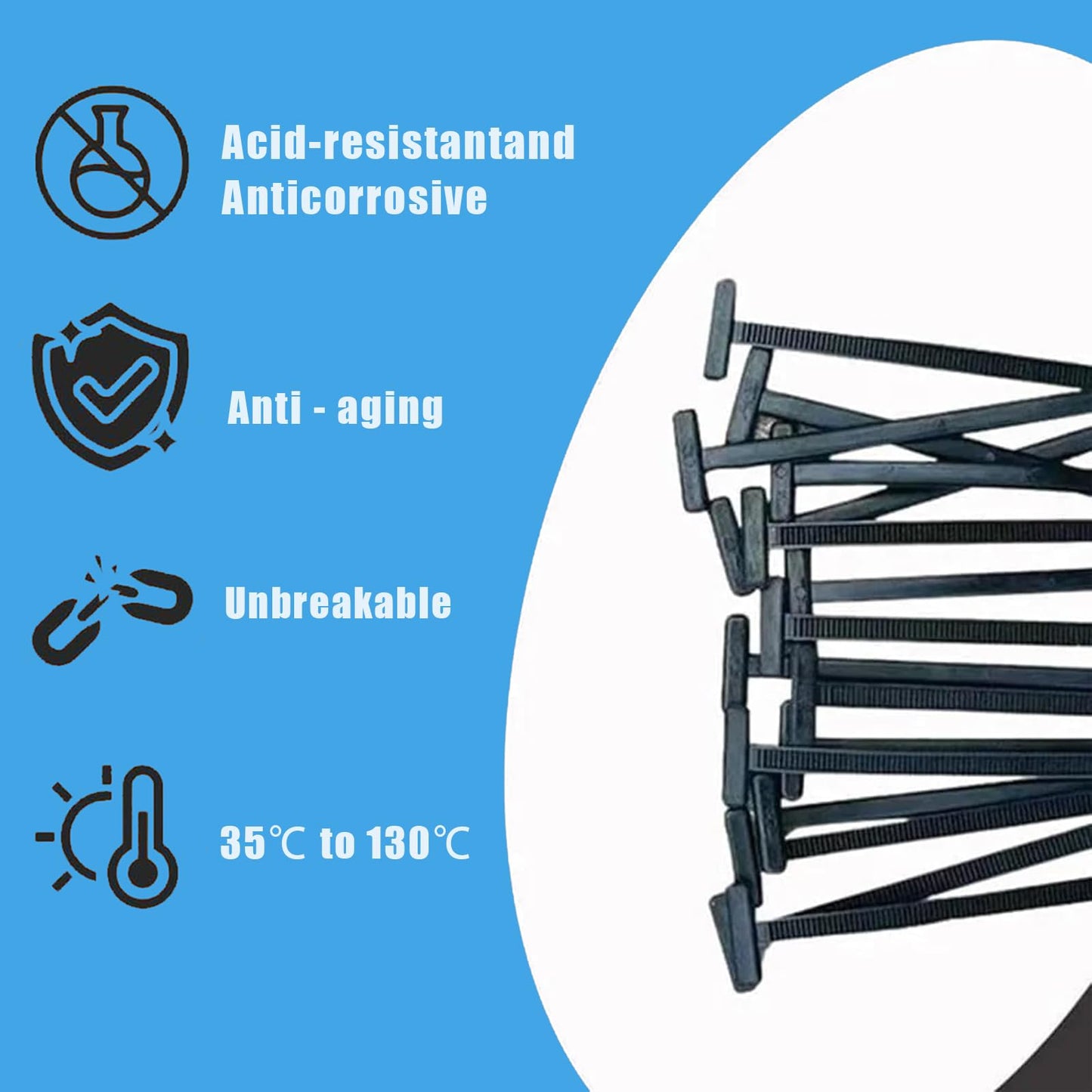 GROTOLY 100pcs Nylon Universal Cable Tie Buckle,2025 Heavy Duty Self-Locking Nylon Zip Ties Holder,Multipurpose Plastic Cable Ties Tool for Car Daily Fix