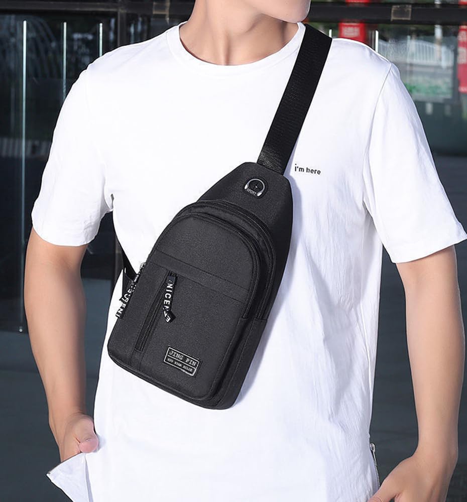 Brymthy Sling Backpacks Chest Shoulder Crossbody Purse Surper Light Handbag for Travel Running Cycling for Men (Black 1)