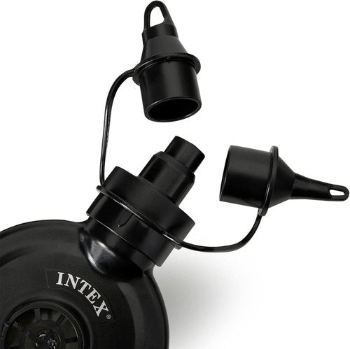 Intex Electric Air Pump - 120 Volt Quick Fill with 3 Nozzles | Compact & Efficient, Black