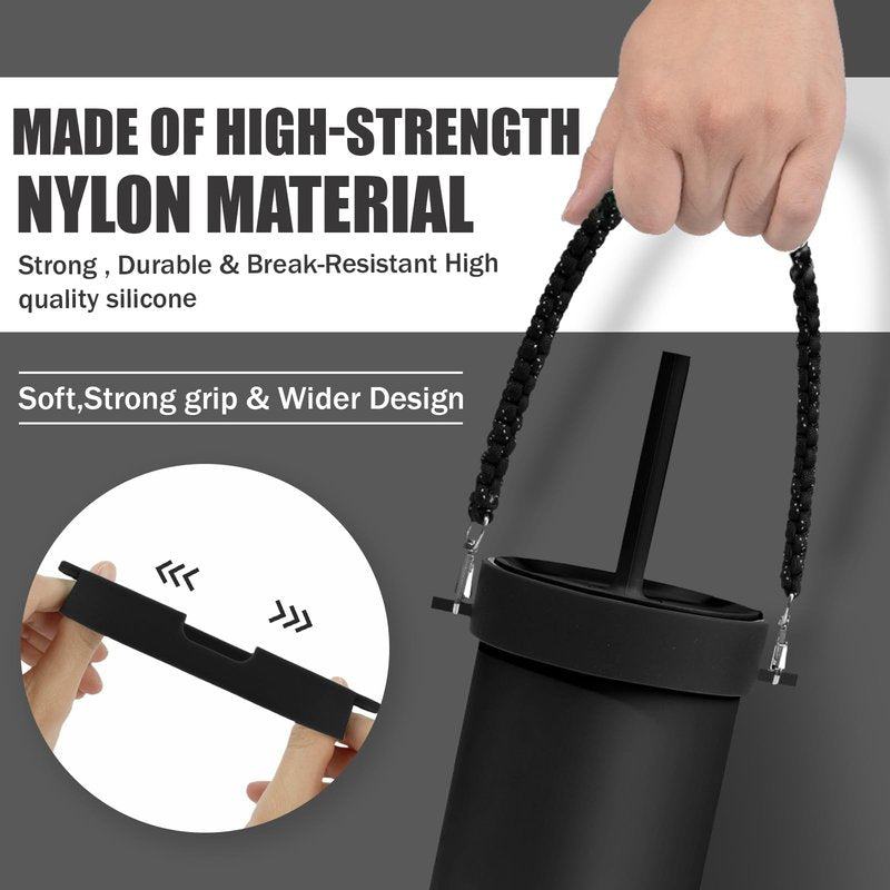 Greant Water Bottle Handle for HydroFlask Tumbler Handle 40oz & 32oz, Strap for HydroJug 40oz Tumblers, Tumbler Carrier for BruMate 40 oz, Black