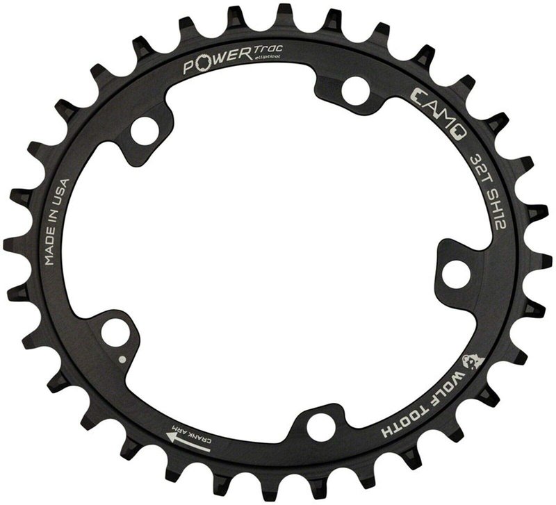 Wolf Tooth Components Camo Oval Chainring - Shimano 12-Speed Black, 32T