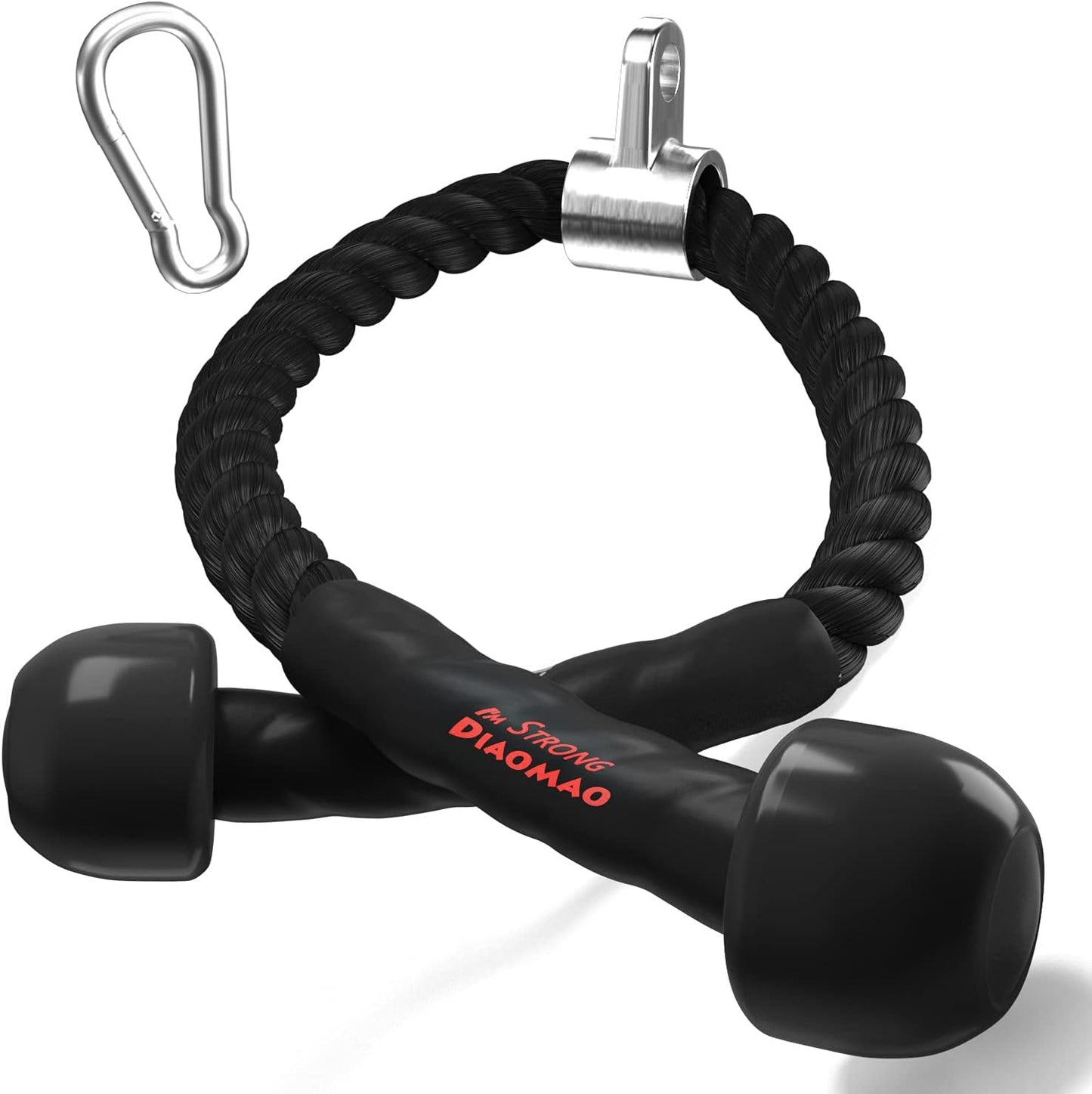 Tricep Rope - 35 Inch Cable Machine Attachment with Upgraded Rubber Handles | Non-Slip Grip for Greater Range of Motion