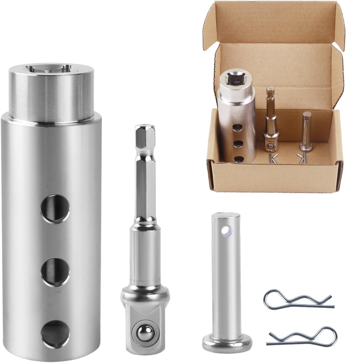 Skiennix Trailer Jack Drill Adapter - Stainless Steel Handle for 1 Inch Jack Drive Shaft | Cordless Drill Socket Attachment