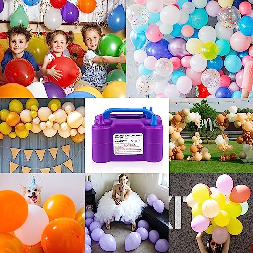 Purple Electric Balloon Pump for Decorations, Party & Events - 600W, Dual Nozzle
