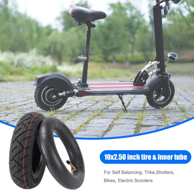 CMIYETO 10x2.50 Tire and 2x Inner Tube Set for 6" RIM (Not 10" Rim) Scooter Wheels 36v 48v 400w 500w 800w Hub Motor for Smart Self Balancing Electric Scooters Hover Board
