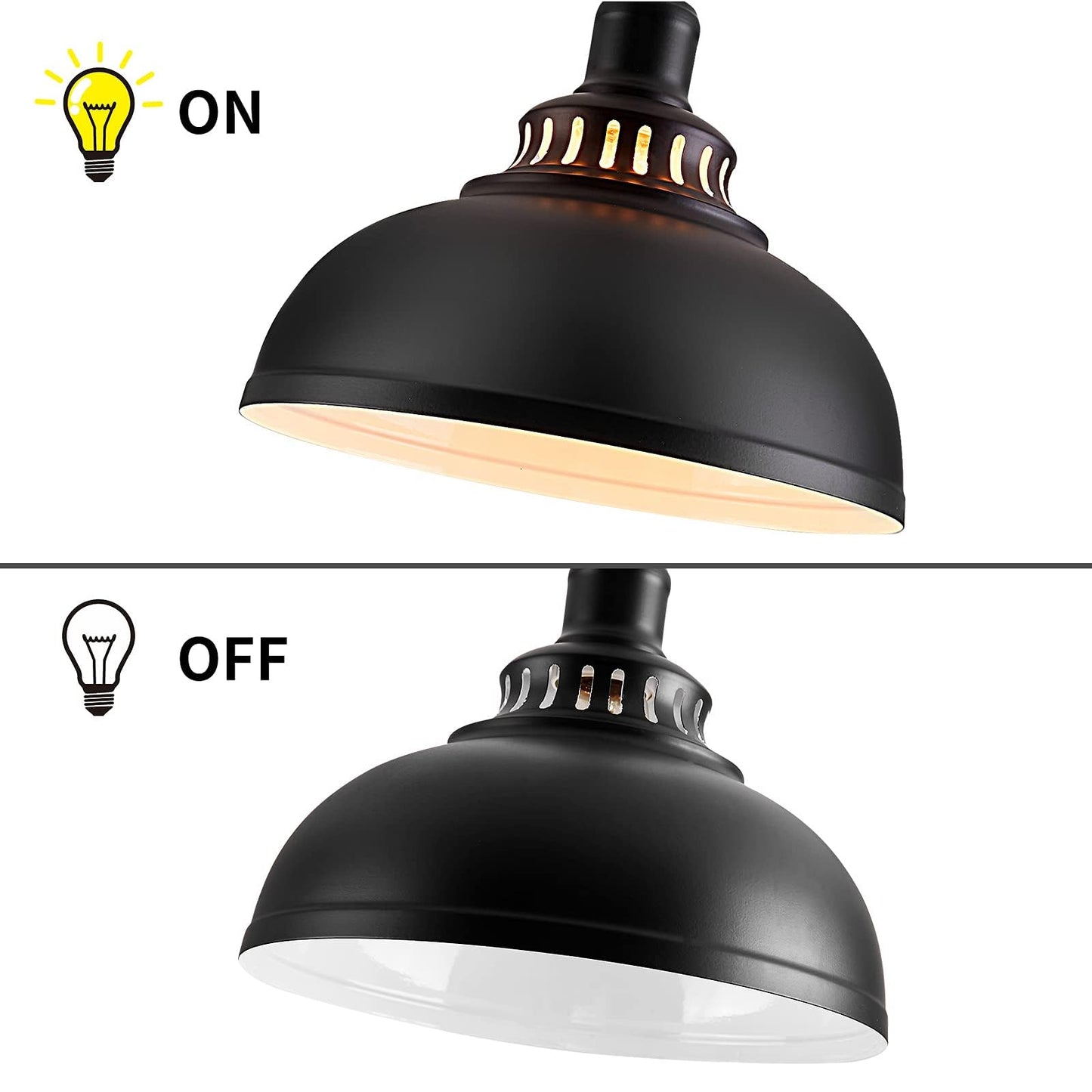 MgLoyht 3PCS Pendant Lights, Farmhouse Pendant Lamp with Metal Shade, Matte Black Industrial Pendant Lighting with E26 Base for Kitchen Island, Dining Room, Living Room, Bedroom, Hallway, 11.38in