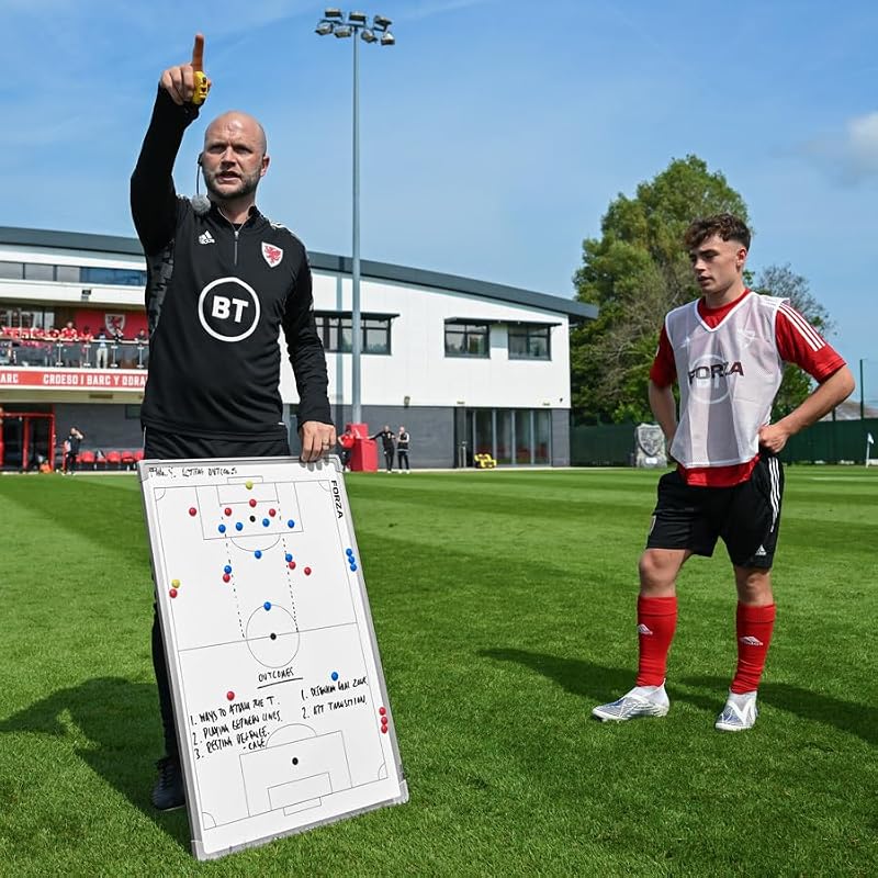 Double-Sided Sports Coaching Whiteboard 35x24in with Carry Bag - Soccer