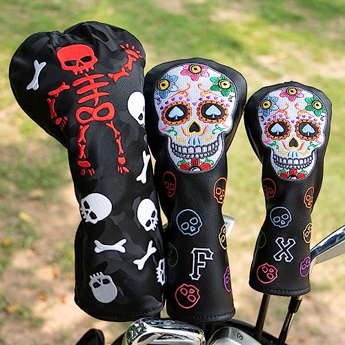 Montela Black Golf Club Head Cover for Fairway Wood Skeleton Design