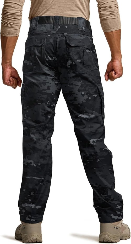CQR Men's Tactical Pants - Lightweight Water-Resistant Ripstop Cargo for Hiking & Work | Outdoor Apparel