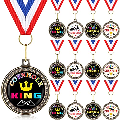 12 Pcs Cornhole Medals with Ribbon - Award Trophies for Competitions & Parties