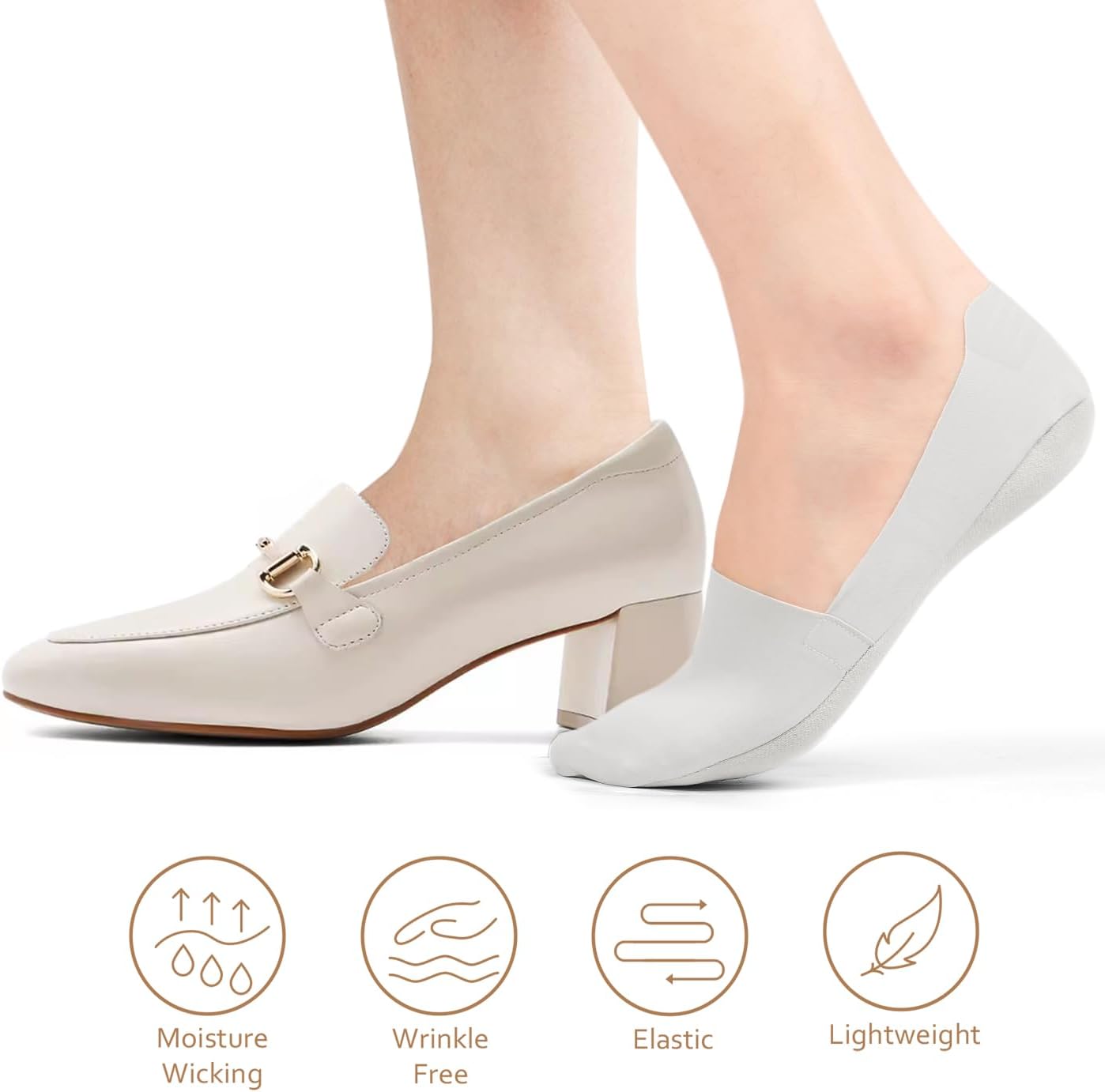 Skiennix No Show Socks - Women's Lightweight Non-Slip Invisible Footies | 6 Pairs in Thin Silk Design