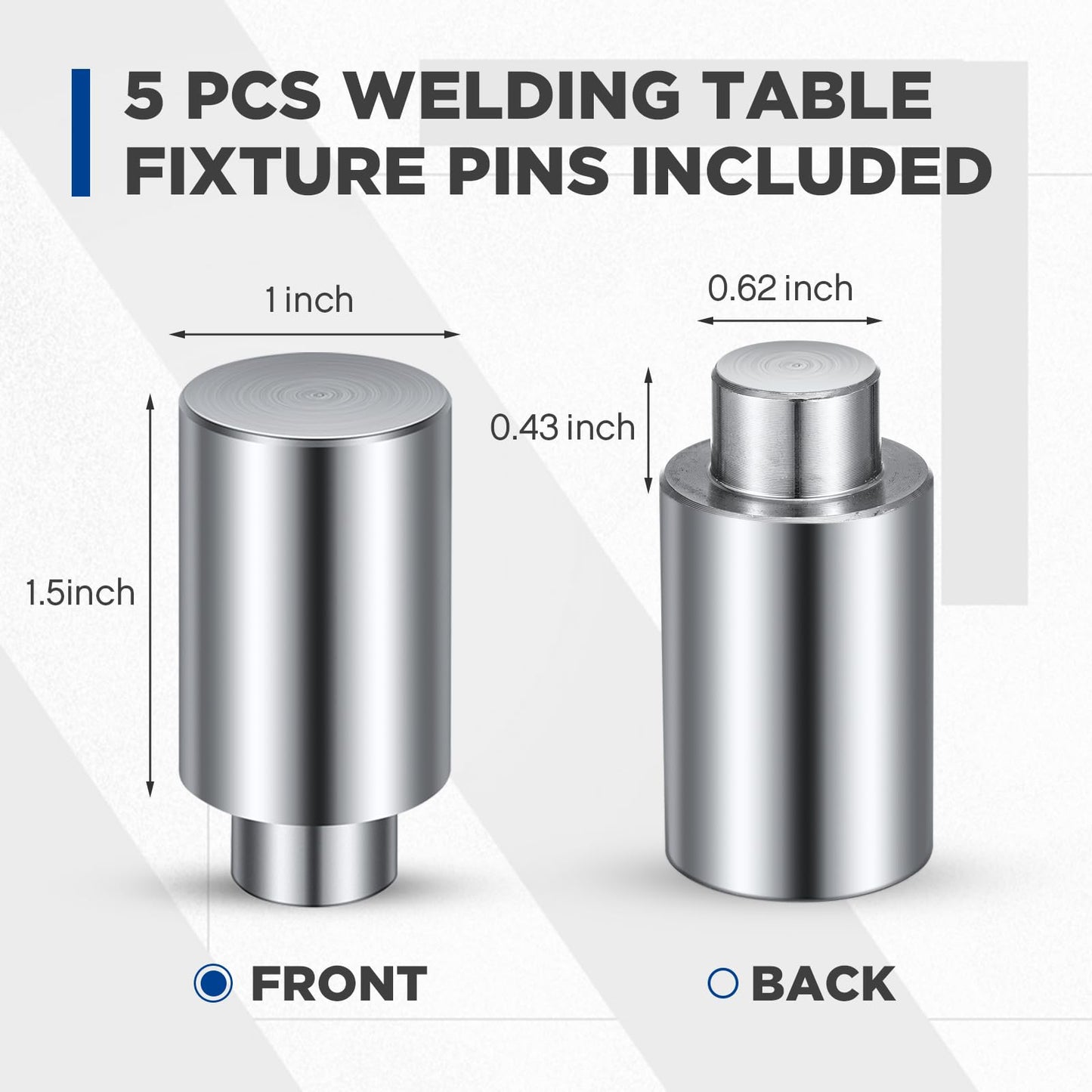 Hicarer 5 Pcs 5/8 x 1 x 1.5 Welding Table Fixture Pins Stop Alignment Square Quick Setup Fixturing Kit Welding Table Accessories for Portable Welding Table