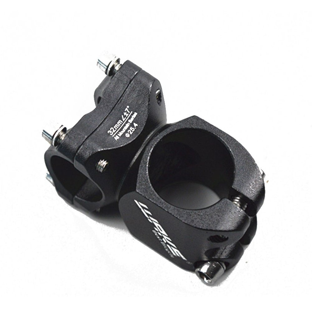 25.4 Stem 32mm Bike Stem Wake Mountain Bike Stem Short Handlebar Stem for Most Bicycle, Road Bike, MTB, BMX, Fixie Gear, Cycling (Aluminum Alloy, Black)