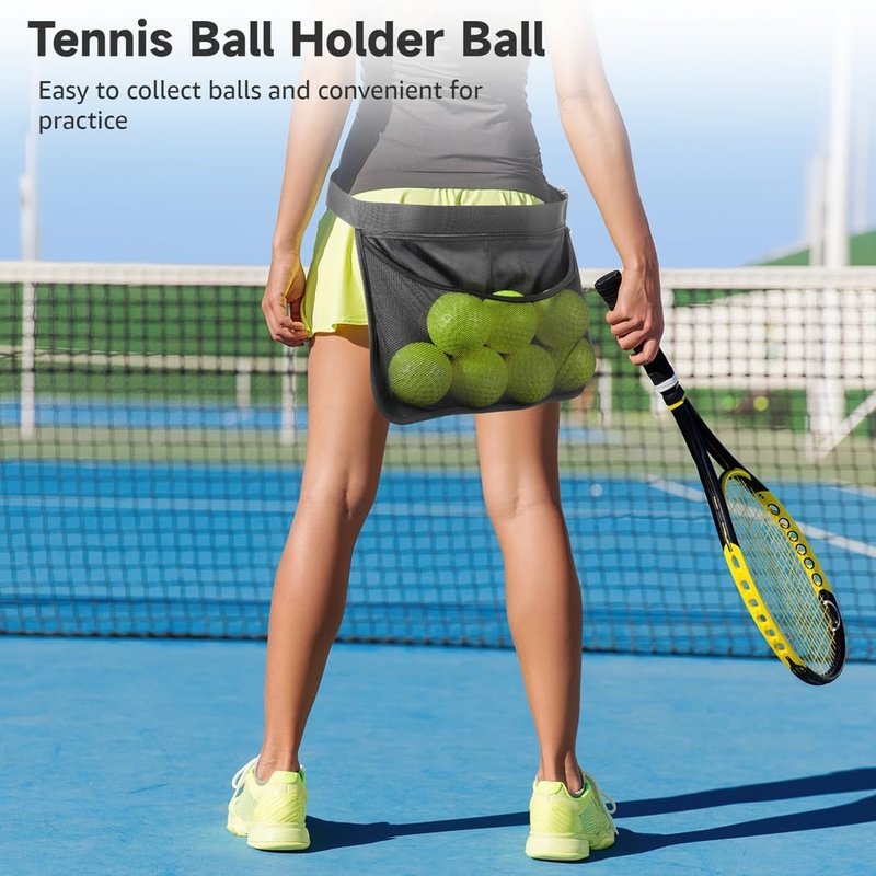 byepica Tennis Ball Holder Waist Bag – Pickleball & Sports Ball Carrier with Mesh & Zipper Pockets, Adjustable Belt for Men & Women, Holds 6–8 Balls