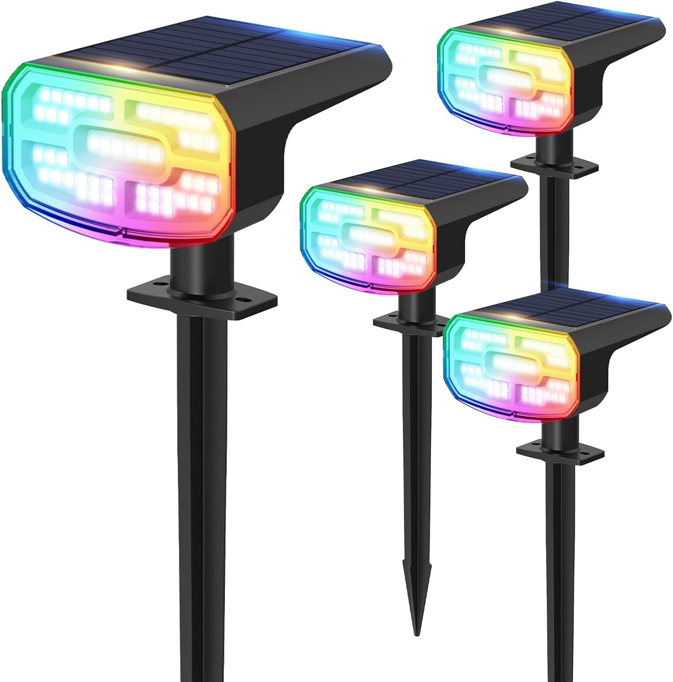 Super Bright Solar Spot Lights - 6 Pack, Waterproof IP65, 2 Color Temperatures, 4 Modes for Outdoor Landscape