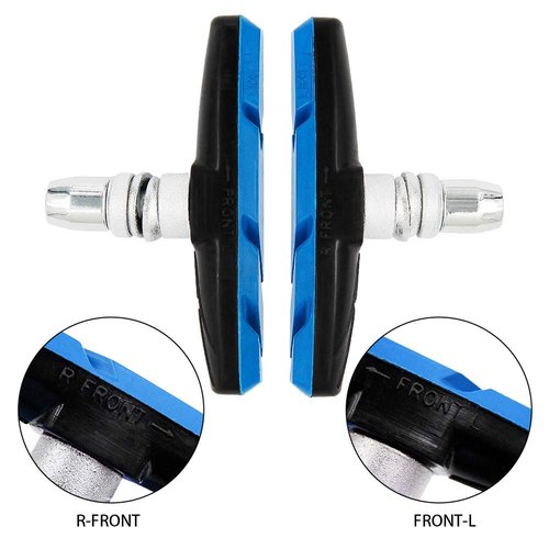 Road Passion Bike Brake Pads Set Replacement for Alritz Road Mountain Bicycle V-Brake Blocks Shoes with Hex Nut and Shims, 69mm, 2 Pairs of Blue