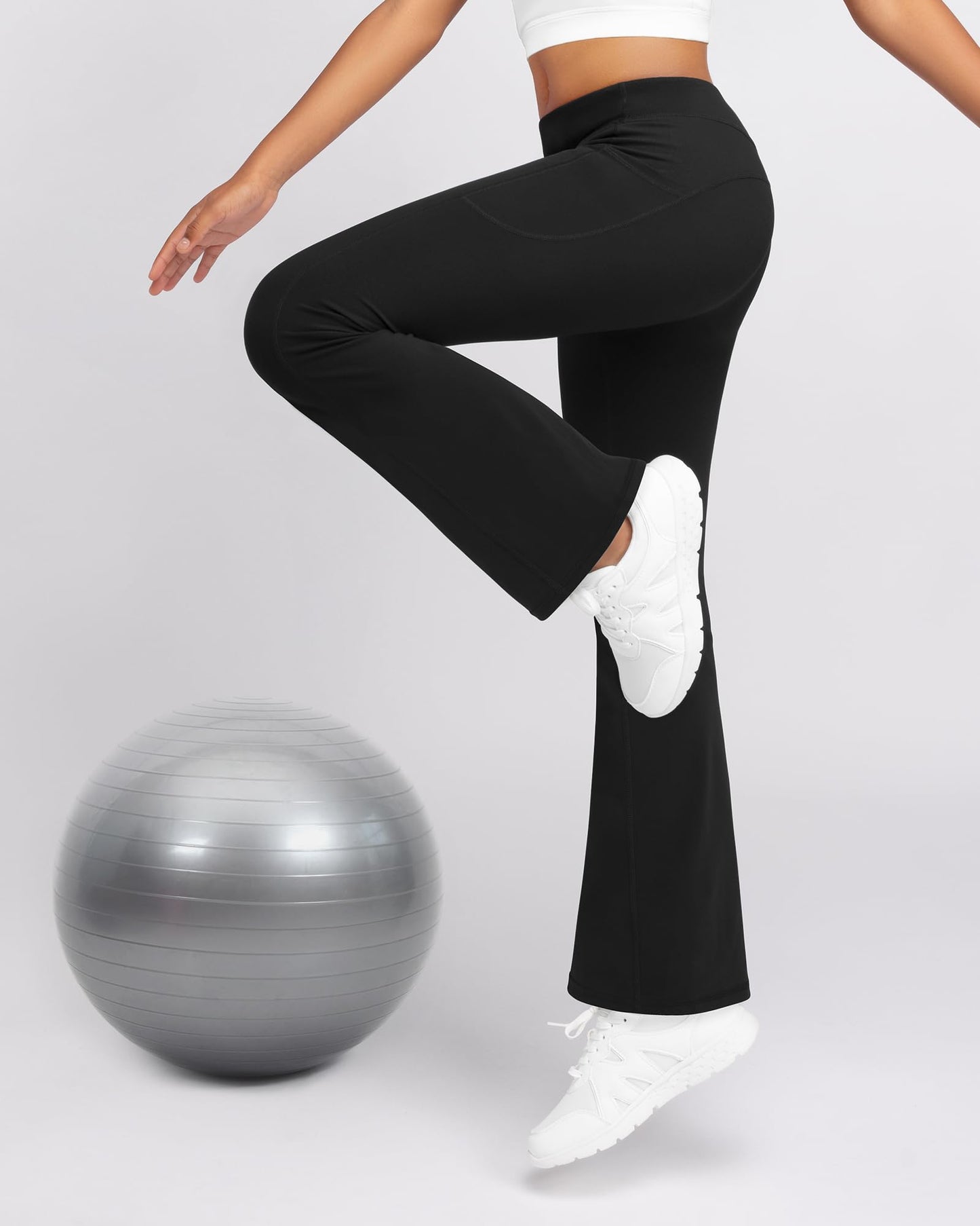 Stelle Girls Fleece Lined Flare Leggings Kids Bell Bottom with Pockets Warm Winter Athletic Yoga Pants (Black,XL)