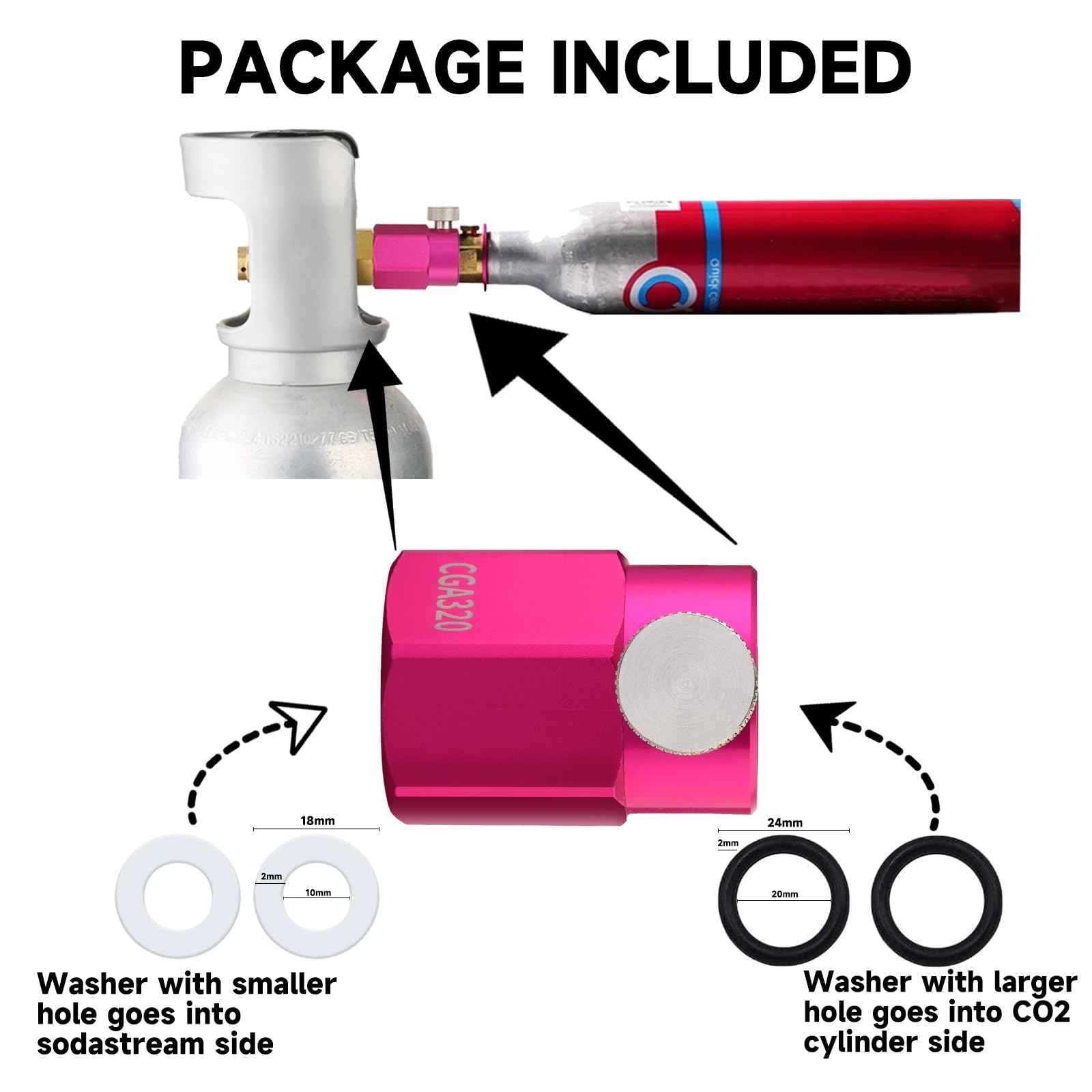 GURUDAR Quick Connect CO2 Refill Adapter for Soda Maker Pink CO2 Cylinder, CGA320 CO2 Tank Connector Kit for Filling 60L CO2 Canister Compatible with DUO ART TERRA GAIA Machines
