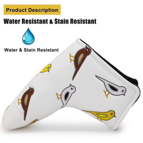 Golf Club Headcover Golf Birdie Birds Driver Fairway Wood Hybrid Wood Head Cover Mallet Blade Putter Cover 3pcs 1pc for Golf Wood Club Head, White