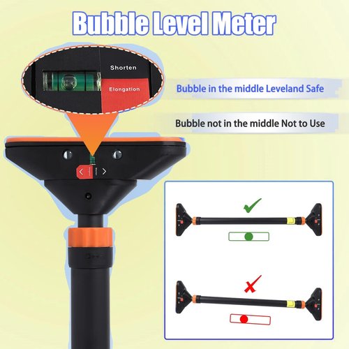 Pull Up Bar for Doorway - Adjustable No Screws Chin Up Bar for Home Gym, 440 LBS Max Load, with Level Meter & Anti-Slip Design for Strength Training,Orange