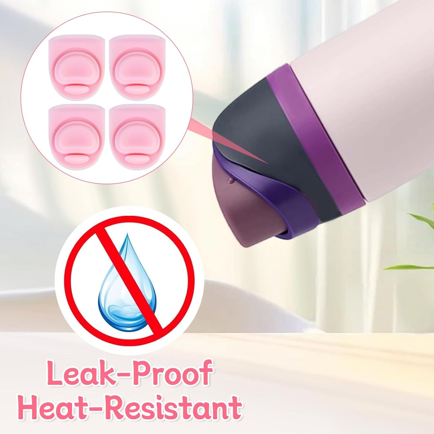 Owala | 4-Pack Replacement Stoppers for FreeSip Water Bottles - Silicone Gasket Lid Inserts (Pink)