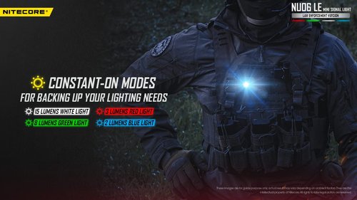Nitecore NU06 LE 4-Color Rechargeable Signal and Safety Light, White, Red, Green, and Blue, Compatible with ARC Rail, Magnetic, MOLLE & Hook-and-Loop