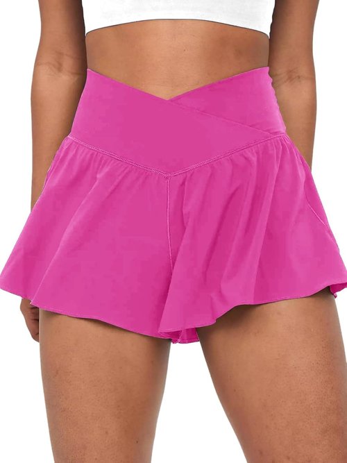 COPYLEAF Crossover Flowy Shorts - 2 in 1 Athletic Butterfly Skort for Women | Gym, Running & Tennis