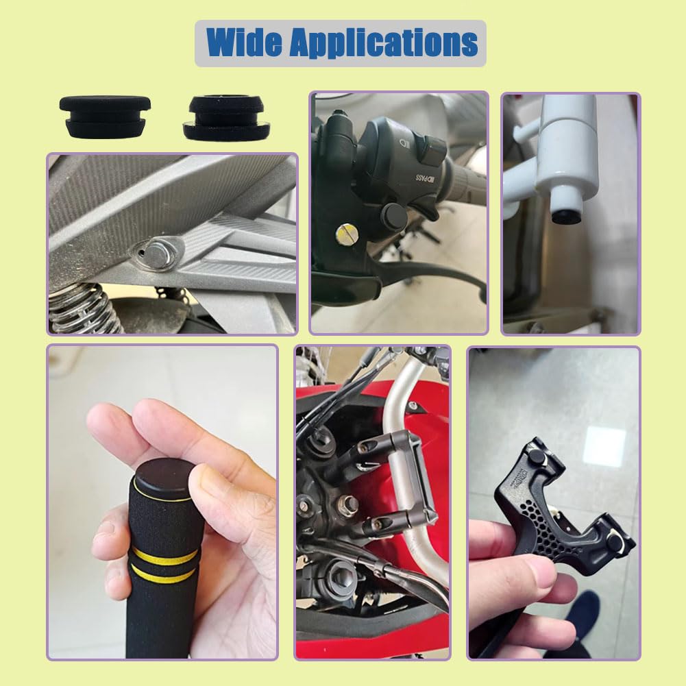 80PCS Silicone Hole Plugs Kit - 7 Sizes (1/4" 5/16" 3/8" 1/2" 5/8" 3/4" 1") - Snap Locking Round Hole Plugs Grommets for Automotive Hole Caps Drain Plugs Bottle Stoppers, Furniture etc. (Black)