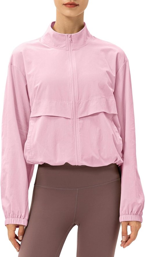 Locachy Women's Lightweight Zip-Up Athletic Jacket - Windproof & Sun Protection | Perfect for Outdoor Workouts