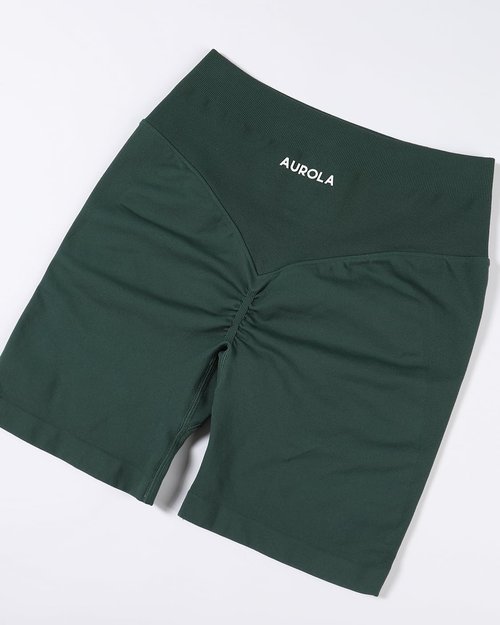 AUROLA Workout Shorts for Women - High Waisted V-Shape Seam Athletic Fitness Shorts | Embossed Logo