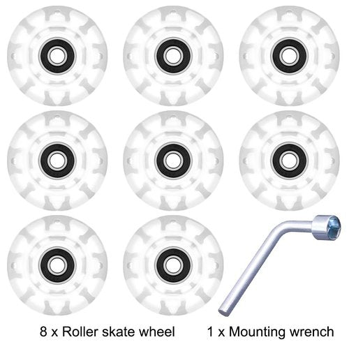 Tanzfrosch 8 Pack Roller Skate Wheels with Bearings Installed Quad Light Up Wheels for Double Row Skating and Skateboard 82A 32mm x 58mm