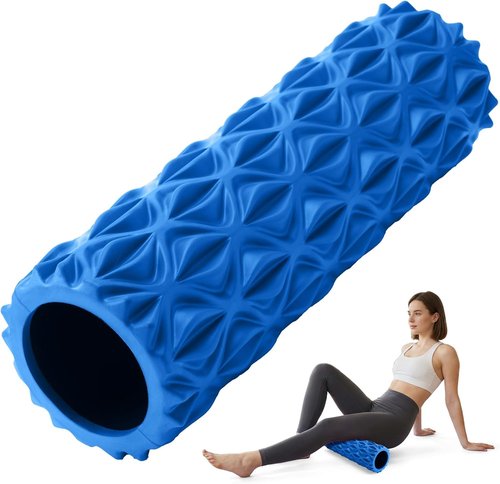 Foam Roller - High Density Deep Tissue Massager for Muscle Relief | 15-Inch Blue Patented Design