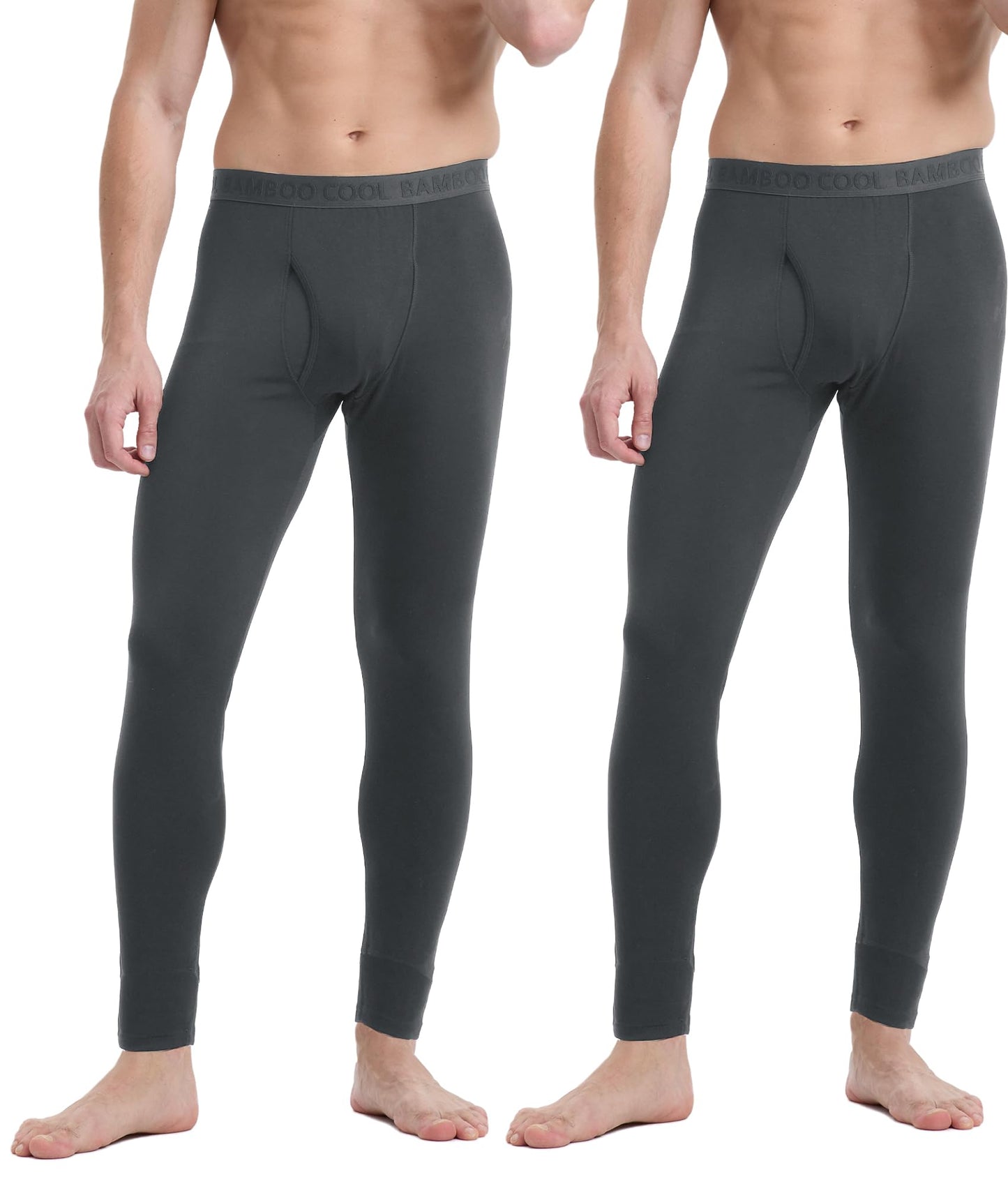 BAMBOO COOL Men's Lightweight Thermal Underwear Bottoms Fleece Lined Long Johns for Men Base Layer Pants for Cold Weather