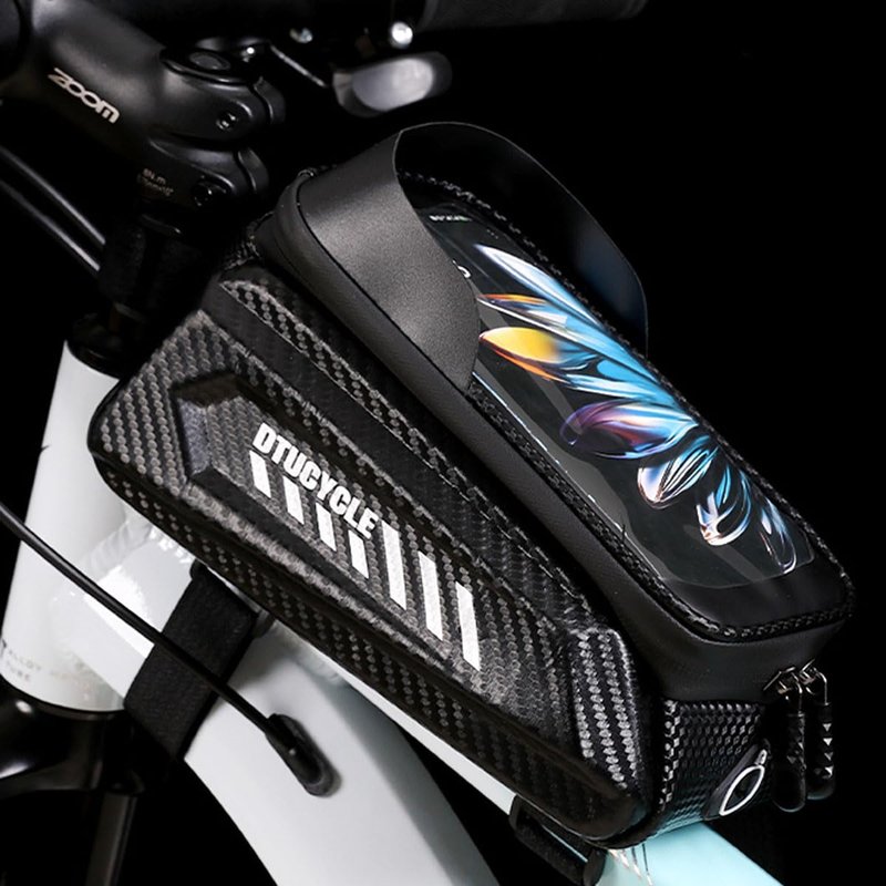 Lythor Bike/Bicycle Phone Holder Bag, Bicycle Front Frame Bag, Waterproof Tube Bag, Bike Accessories, Cycling Pouch with TPU Touch-Screen& Sun-Visor Compatible Phone Under 6.5” (Black)