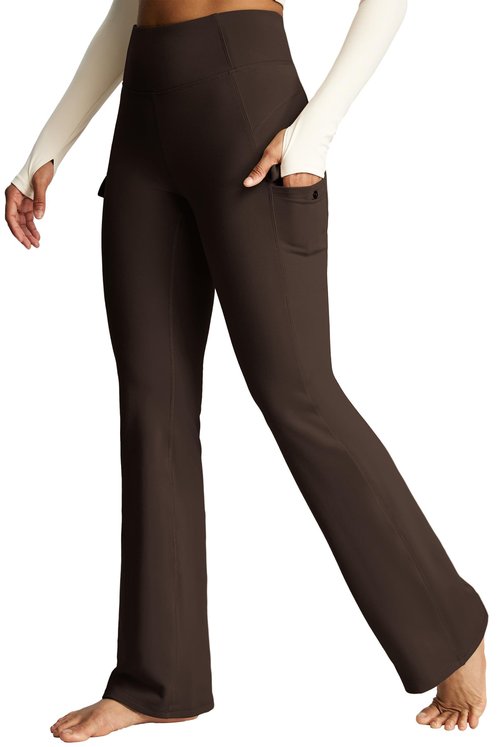 Heathyoga Cargo Pants Women Fleece Lined Leggings Waterproof Hiking Pants Women Thermal Pants Warm Wide Leg Sweatpants Winter Espresso