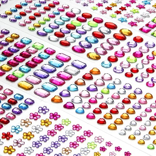 1200+ PCS Gem Stickers - Self Adhesive Rhinestone Stickers for Crafts