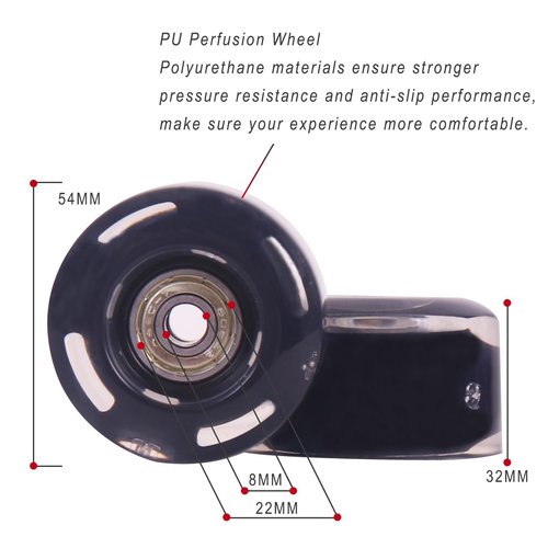 Nattork 8 Pack 82A Light up Roller Skate Wheels 54 * 32mm with Bearings Installed Luminous Quad Light Up Wheels Skating Accessories For Double Row Skates Outdoor And Indoor Use (Black)