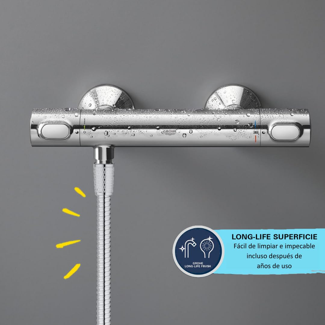 GROHE VitalioFlex Metal Long-Life TwistStop - Shower Hose 1.75 m (Tensile Strength 50 kg, Pressure Resistance Up to 16 Bar, Heat Resistance 75°C, Universal Connection G 1/2" x 1/2"), Chrome, 22100000