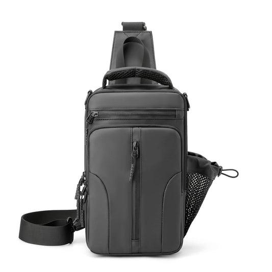 MAYMOONER Crossbody Sling Backpack Shoulder Bag for Men Women, Lightweight One Strap Motorcycle Messenger Bag Daypack for Cycling Hiking Walking Outdoor Sports Travel with USB Charger Port Grey