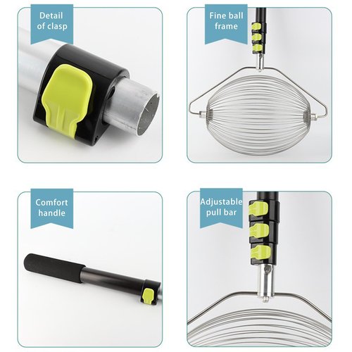 ODISON Tennis Ball Picker, 35+ Balls Capacity Ball Collector with Adjustable Handle, Lightweight Ball Retriever for Tennis, Padel, Baseball, Suitable for All Courts and Ages