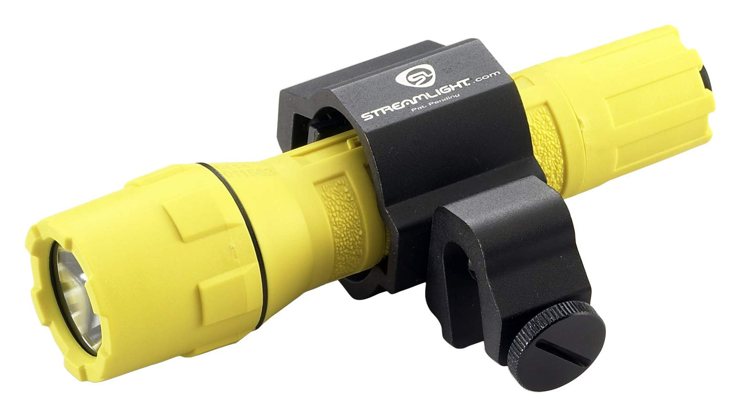 Streamlight 88854 PolyTac 600-Lumen 11500-Candela Tactical LED Flashlight with Helmet Mount Kit and Non-Rechargeable Batteries, Yellow