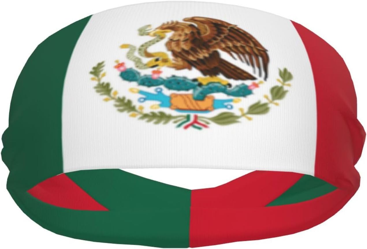 Mexico Flag Headbands - Stretchy Sports Sweatbands for Men & Women | Ideal for Basketball, Yoga, Workout