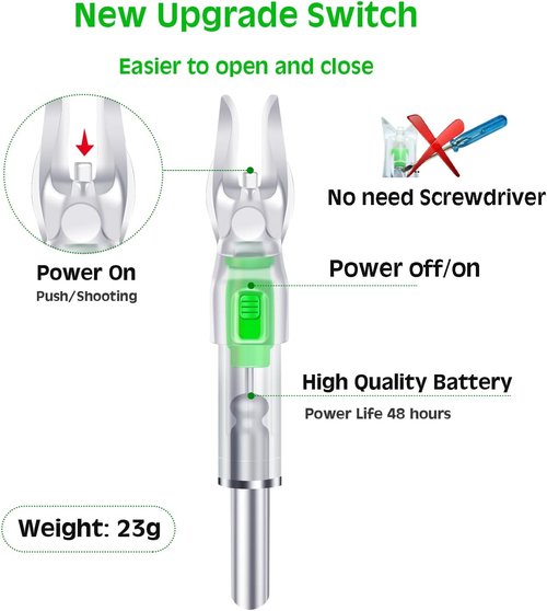 Lighted Nocks for Arrows by [Brand Name] - Bowstring Activation | 6 Pack for .166/G, .204/X, .233/H, .244/S, .246/GT