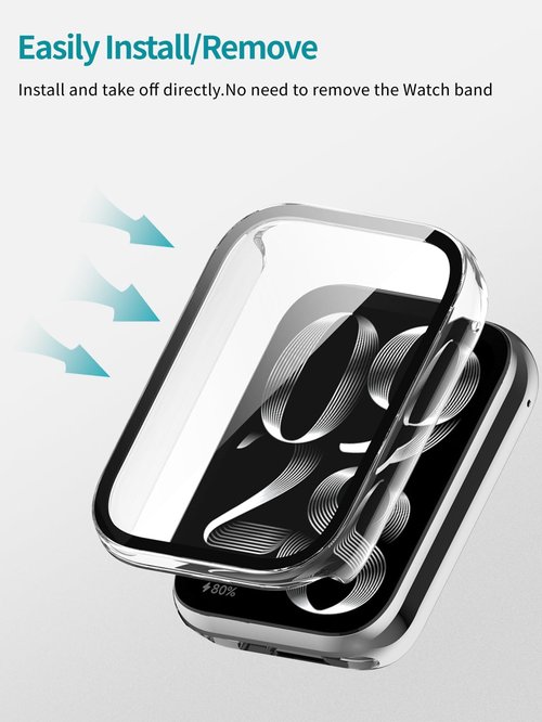 2Pack Case for Xiaomi Smart Band 9 Pro,Case with Screen Protector,Built-in 9H Tempered Glass Film, Hard PC, NOUKAJU Protective Cover for Xiaomi Band 9 Pro(Black+Clear)
