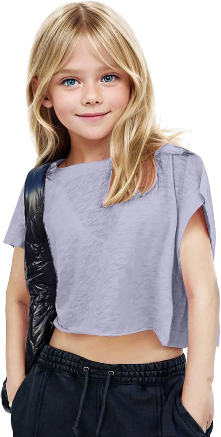 Skiennix Summer Tops for Kids - Cute Round Neck Short Sleeve Casual Tees | Fashionable Backless Design