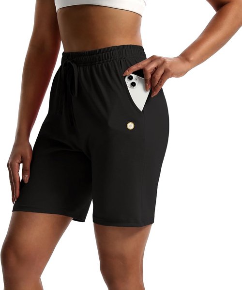 LUCKYCATCUS Women's Bermuda Shorts - Comfortable Jersey Athletic Shorts with Pockets | Perfect for Yoga & Workouts