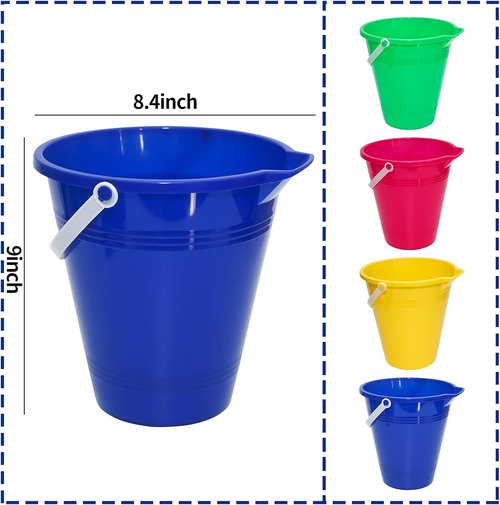 Holady Large Sand Beach Buckets - Fun Water Buckets for Summer Parties | 4-Pack Set