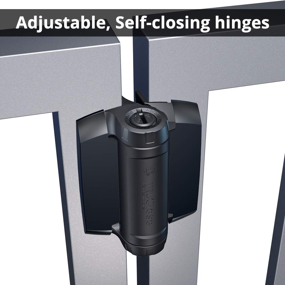 D&D Technologies TCHD1AL2S3BTS TruClose Heavy Duty Gate Hinges, for Self Closing Metal Gates up to 154 Pounds, with Alignment Legs, for Square Gate Frame and Post, Black, 2 Count